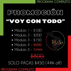 PROMOCION «VOY CON TODO»<br>Programa Intensivo Completo – 5 Módulos<br>44% DESCUENTO<br>